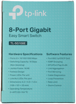Коммутатор TP-Link TL-SG108E (L2) 8x1Гбит/с управляемый - купить недорого с доставкой в интернет-магазине