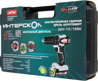 Дрель-шуруповерт Интерскол ДАУ-13/18ВК аккум. патрон:быстрозажимной (кейс в комплекте) (573.1.2.70) - купить недорого с доставкой в интернет-магазине