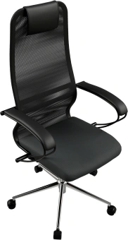 Кресло Метта SU-B-8 черный сиденье черный сетка/ткань с подголов. крестов. металл хром - купить недорого с доставкой в интернет-магазине