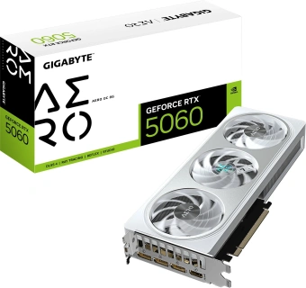 Видеокарта Gigabyte PCI-E 5.0 GV-N5060AERO OC-8GD 1.0 NVIDIA GeForce RTX 5060 8Gb 128bit GDDR7 2595/28000 HDMIx1 DPx3 HDCP Ret - купить недорого с доставкой в интернет-магазине