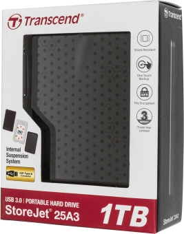 Жесткий диск Transcend USB3.0 1TB TS1TSJ25A3K StoreJet 25A3 2.5" черный - купить недорого с доставкой в интернет-магазине