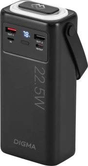 Мобильный аккумулятор Digma DGPF30B 30000mAh QC3.0/PD3.0 22.5W 3A 4xUSB-A/2xUSB-C черный (DGPF30B22PBK) - купить недорого с доставкой в интернет-магазине