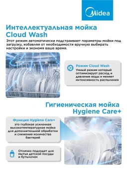 Посудомоечная машина Midea MFD45S150Wi белый (узкая) - купить недорого с доставкой в интернет-магазине