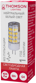 Лампа светодиодная Thomson TH-B4206 5Вт цок.:G4 капсул. 220B 4000K св.свеч.бел.нейт. (упак.:1шт) - купить недорого с доставкой в интернет-магазине