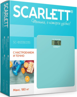 Весы напольные электронные Scarlett SC-BS33E035 макс.180кг голубой - купить недорого с доставкой в интернет-магазине