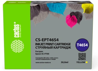 Картридж струйный Cactus CS-EPT46S4 T46S4 желт.пигм. (30мл) для Epson SureColor SC-P700 с чипом - купить недорого с доставкой в интернет-магазине