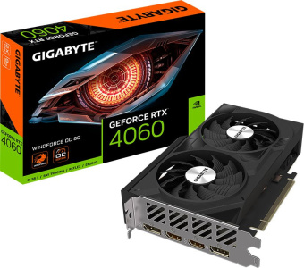 Видеокарта Gigabyte PCI-E 4.0 GV-N4060WF2OC-8GD NVIDIA GeForce RTX 4060 8Gb 128bit GDDR6 2475/17000 HDMIx2 DPx2 HDCP Ret - купить недорого с доставкой в интернет-магазине