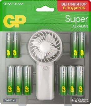 Батарея GP Super 15A/24A/FANWETA21-2CRSBC24 AA/AAA (промо:Вентилятор в подарок) (24шт) блистер - купить недорого с доставкой в интернет-магазине