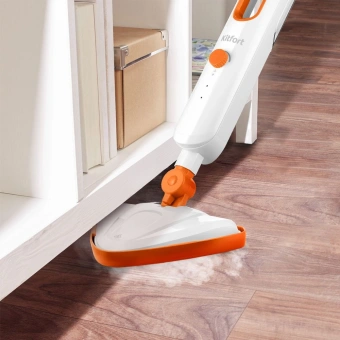Швабра паровая Kitfort КТ-1048-2 1300Вт белый/оранжевый - купить недорого с доставкой в интернет-магазине