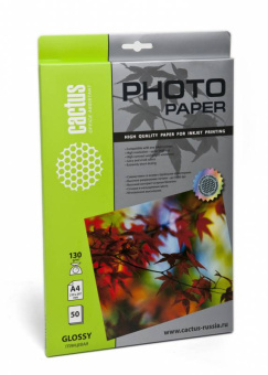 Фотобумага Cactus CS-GA413050 A4/130г/м2/50л./белый глянцевое для струйной печати - купить недорого с доставкой в интернет-магазине