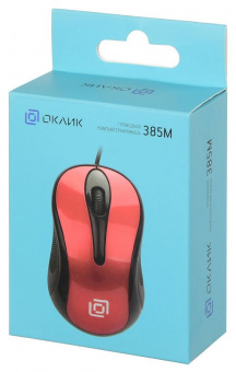 Мышь Оклик 385M черный/красный оптическая (1000dpi) USB для ноутбука (3but) - купить недорого с доставкой в интернет-магазине