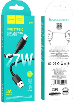 Кабель Hoco X96 Hyper X96 HYPER 27W TYPE-C USB (m)-USB Type-C (m) 1м черный коробка - купить недорого с доставкой в интернет-магазине