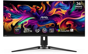 Монитор MSI 34" MAG 341CQP QD-OLED черный QD OLED LED 21:9 HDMI матовая HAS 250cd 178гр/178гр 3440x1440 175Hz FreeSync Premium Pro DP UW USB 9.3кг - купить недорого с доставкой в интернет-магазине