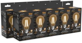 Лампа филам. Gauss Filament 18Вт цок.:E27 груша 220B св.свеч.бел.теп. (упак.:10шт) (102902118) - купить недорого с доставкой в интернет-магазине