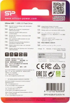 Флеш Диск Silicon Power 16GB Ultima U03 SP016GBUF2U03V1K USB2.0 черный - купить недорого с доставкой в интернет-магазине
