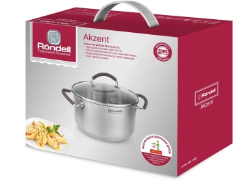 Кастрюля Rondell Akzent RDS-1388 3.1л. d=20см (с крышкой) стальной - купить недорого с доставкой в интернет-магазине