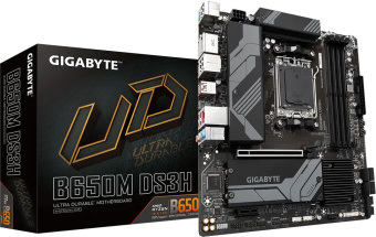Материнская плата Gigabyte B650M DS3H SocketAM5 AMD B650 4xDDR5 mATX AC`97 8ch(7.1) 2.5Gg RAID+HDMI+DP - купить недорого с доставкой в интернет-магазине