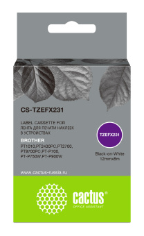 Картридж ленточный Cactus CS-TZEFX231 TZe-FX231 черный для Brother 1010/1280/1280VP/2700VP - купить недорого с доставкой в интернет-магазине