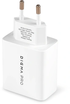 Сетевое зар./устр. Digma Pro DPW4A 45W 3A (PD+QC) USB-C/USB-A универсальное белый (DPW4A5GX11WH) - купить недорого с доставкой в интернет-магазине