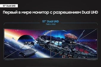 Монитор Samsung 57" Odyssey Neo G9 S57CG952NI черный VA LED 32:9 HDMI полуматовая HAS Piv 2500:1 420cd 178гр/178гр 7680x2160 240Hz FreeSync Premium Pro DP Dual UHD USB 19кг - купить недорого с доставкой в интернет-магазине
