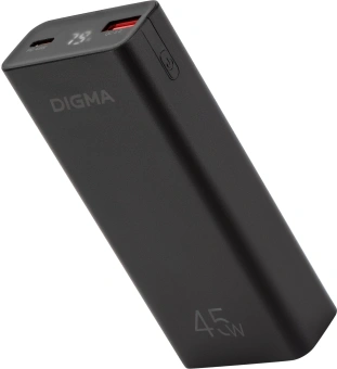 Мобильный аккумулятор Digma DGPF10E 10000mAh QC3.0/PD3.0 45W 4.5A USB-A/USB-C черный (DGPF10E45ABK) - купить недорого с доставкой в интернет-магазине