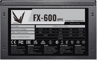 Блок питания Formula ATX 600W FX-600 (20+4pin) APFC 120mm fan 5xSATA RTL - купить недорого с доставкой в интернет-магазине