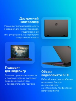Ноутбук MSI Sword 17 HX B13VEKG-200XRU Core i7 13700HX 16Gb SSD512Gb NVIDIA GeForce RTX4050 6Gb 17" IPS FHD+ (1920x1200) FreeDOS grey space WiFi BT Cam (9S7-17T214-200) - купить недорого с доставкой в интернет-магазине