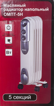 Радиатор масляный Ресанта ОМПТ- 5Н 1000Вт белый - купить недорого с доставкой в интернет-магазине