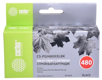 Картридж струйный Cactus CS-PGI480XXLBK PGI-480XLBK черный пигментный (24.4мл) для Canon Pixma TR7540/TR8540/TS6140/TS8140 с чипом - купить недорого с доставкой в интернет-магазине