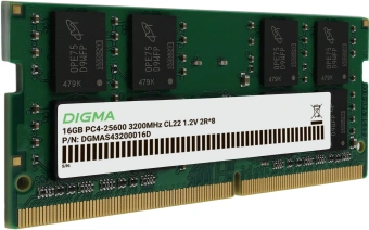 Память DDR4 16GB 3200MHz Digma DGMAS43200016D RTL PC4-25600 CL22 SO-DIMM 260-pin 1.2В dual rank Ret - купить недорого с доставкой в интернет-магазине