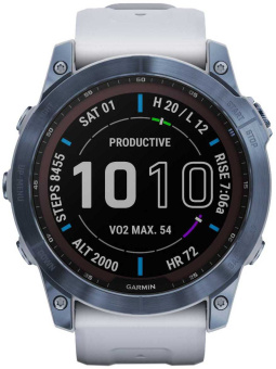 Смарт-часы Garmin Fenix 7X 1.4" корп.синий рем.белый (010-02541-15) - купить недорого с доставкой в интернет-магазине