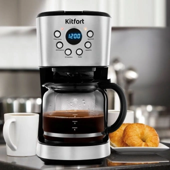 Кофеварка капельная Kitfort КТ-728 900Вт черный/серебристый - купить недорого с доставкой в интернет-магазине