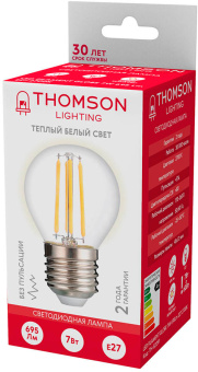Лампа филам. Thomson Filament TH-B2091 7Вт цок.:E27 шар 220B св.свеч.бел.теп. Globe (упак.:1шт) - купить недорого с доставкой в интернет-магазине