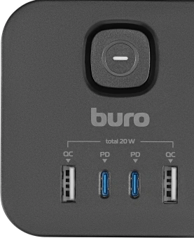 Сетевой разветвитель Buro BU-PW3UC-Plus-B (3 розетки) черный (коробка) - купить недорого с доставкой в интернет-магазине