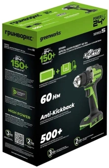 Дрель-шуруповерт Greenworks DD345 аккум. патрон:быстрозажимной (3708307) - купить недорого с доставкой в интернет-магазине