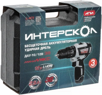 Дрель-шуруповерт Интерскол ДАУ-10/12В аккум. патрон:быстрозажимной (кейс в комплекте) (767.2.2.45) - купить недорого с доставкой в интернет-магазине