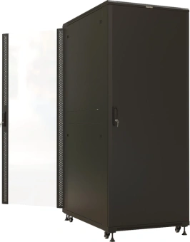 Шкаф серверный Hyperline (TTBR-4281-AS-RAL9004) напольный 42U 800x1000мм пер.дв.стекл задн.дв.спл.стал.лист 4 бок.пан. 1000кг черный 910мм 140.8кг 2055мм IP20 сталь - купить недорого с доставкой в интернет-магазине