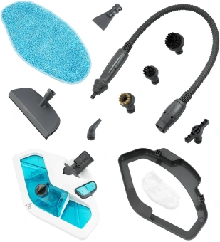 Швабра паровая Kitfort КТ-1003 1500Вт голубой/белый - купить недорого с доставкой в интернет-магазине