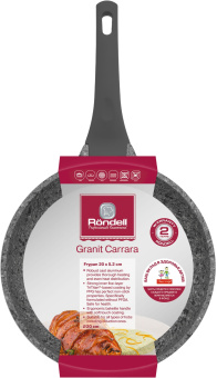 Сковорода Rondell Granit Carrara RDA-1843 круглая 20см покрытие: Quantum2 ручка несъемная (без крышки) серый - купить недорого с доставкой в интернет-магазине