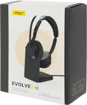 Наушники с микрофоном Jabra Evolve2 55 Link380c MS Stand черный накладные BT оголовье (25599-999-889) - купить недорого с доставкой в интернет-магазине