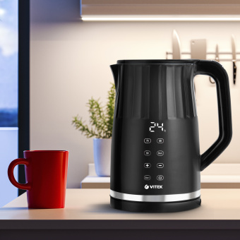 Чайник электрический Vitek Starlight VT-8829 1.7л. 2200Вт черный корпус: металл/пластик - купить недорого с доставкой в интернет-магазине