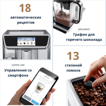 Кофемашина Delonghi PrimaDonna Elite Experience ECAM650.85.MS 1450Вт серебристый/черный - купить недорого с доставкой в интернет-магазине