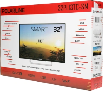 Телевизор LED PolarLine 32" 32PL13TC-SM черный HD 60Hz DVB-T DVB-T2 DVB-C USB WiFi Smart TV (RUS) - купить недорого с доставкой в интернет-магазине
