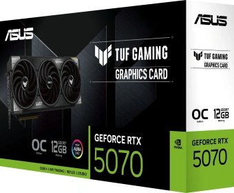 Видеокарта Asus PCI-E 5.0 TUF-RTX5070-O12G-GAMING NVIDIA GeForce RTX 5070 12Gb 192bit GDDR7 2610/28000 HDMIx2 DPx3 HDCP Ret - купить недорого с доставкой в интернет-магазине