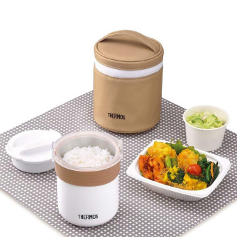 Термос Thermos JBS-360 0.36л. бежевый/белый с чехлом (135223) - купить недорого с доставкой в интернет-магазине
