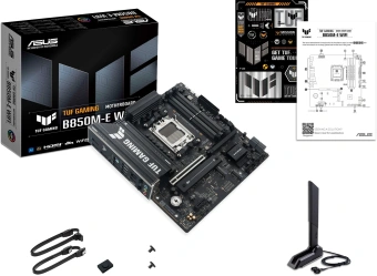 Материнская плата Asus TUF GAMING B850M-E WIFI SocketAM5 AMD B850 4xDDR5 mATX AC`97 8ch(7.1) 2.5Gg RAID+HDMI+DP - купить недорого с доставкой в интернет-магазине