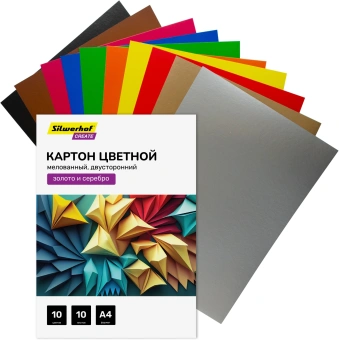 Картон цветной Silwerhof мелов. 10л. 10цв. A4 Create 240г/м2 папка - купить недорого с доставкой в интернет-магазине