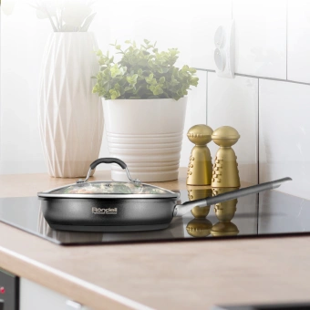 Сковорода Rondell Stern RDS-092 круглая 24см покрытие: Excalibur ручка несъемная (с крышкой) серый - купить недорого с доставкой в интернет-магазине