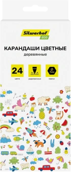 Карандаши цв. Silwerhof Eco 2.65мм шестигран. дерево ассорти 24цв. коробка/европод. - купить недорого с доставкой в интернет-магазине