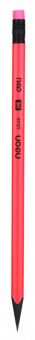 Карандаш ч/г Deli EU54600-1 Neon HB трехгран. пластик коробка (1шт) ластик - купить недорого с доставкой в интернет-магазине